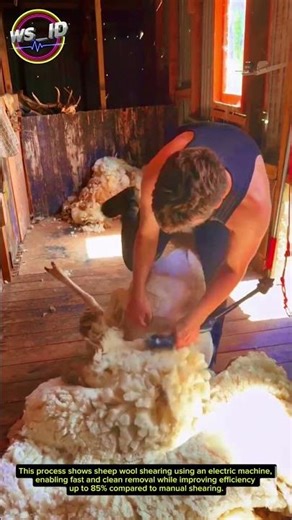 Wool Processing : Shearing sheep wool using electric shearing machine