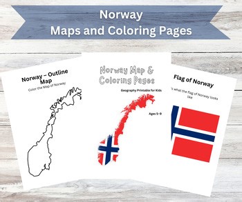 Norway Map & Coloring Pages | Norway Country Study | Geography Worksheets for Ki
