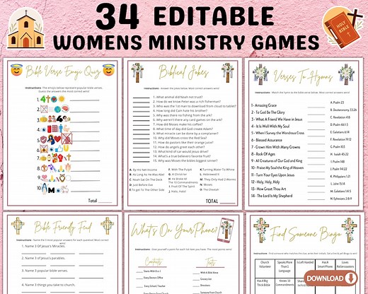 Printable Womens Ministry Games Bible Study Group Retreat Activities | Christian Games for Adults | Ladies Editable Fellowship Bundle - Etsy