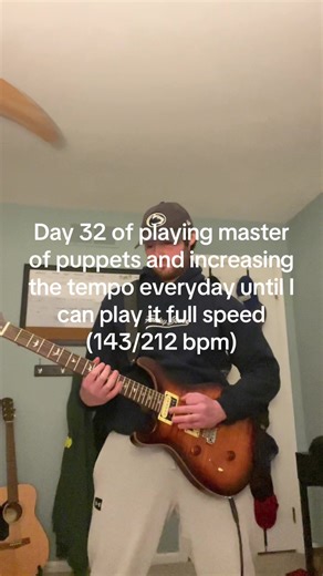 “Practice strumming both up and down to nail those super fast passages.” - Guitar Hero loading screen #masterofpuppets #guitarprogress #metalguitar #guitartok #practicechallenge