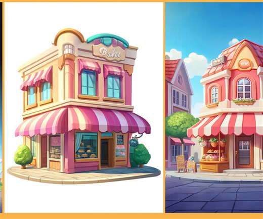 ArtStation - 505 cute cartoon bakery building | Artworks