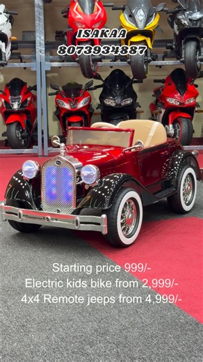 ISAKAA® Toys - The Original on Instagram: "Unmissable Ride-On Deals for Kids 🚙 4X4 Kids Jeep with Remote – From ₹4,999/- A rugged and stylish kids jeep with parental remote, music system, LED lights, and smooth suspension. Ideal choice for parents looking for kids car safety with full control. 🛵 Big Kids Vespa Bike – Only ₹4,999/- (Up to 50 kg Load) One of the strongest kids bikes in its category. Premium body, stable wheels, and smooth ride — perfect for kids who love toy bikes with real-bike