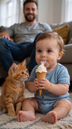 THE BABY TRIED TO HIT THE CAT... BUT THIS HAPPENED! 😂🍦🐱 #trending #viral #usa #cutekids #shorts