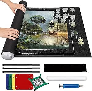 3000 Pieces Jigsaw Puzzle Mat Roll Up - Saver Large Puzzles Board, Quality Jigsaw Roll Mat, Premium Puzzle Mat, Portable Puzzle Store for Adults Kids with Jigsaw Accessories