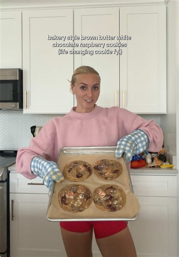 Delicious Bakery-Style Brown Butter White Chocolate Raspberry Cookies