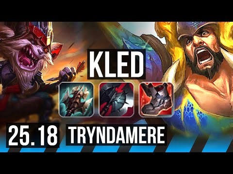 KLED vs TRYNDAMERE (MID) | 8 solo kills, 43k DMG, 900+ games | KR Master | 25.18