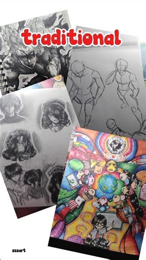 my drawings in traditional vs digital (part 2) I genuinely hate my digital drawing sm 😭#art #drawing