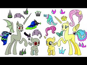 My little pony Nice Princesses Alicorns vs Villains- Flutterbat Pinkamena Twivine - MLP Paper craft