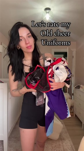 Let’s try on and rate my old cheer uniforms… #allstarcheer #cheercoach #cheertok