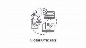 AI text concept icon line animation. Artificial intelligence in writing. Content creation and automation. Virtual writer. HD video clip on white linear. Animated outline round motion graphics