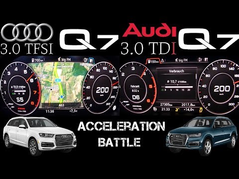 Battle 2016 Audi Q7 3.0 TDI 272 hp vs 2016 Audi Q7 3.0 TFSI 333 hp acceleration 0-200