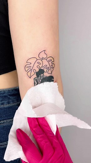 Transforming an Old Tattoo with Monstera Deliciosa Plant Design