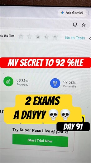 CGL Mock-7 vs College Internals! 💀 92 Percentile Flex🔥 Day 91/100 #SSCCGL #StudyVlog #CGL2026 #ssc