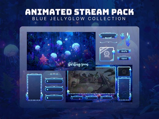 Jellyfish Stream Pack Blue Twitch Overlay Animated Underwater Twitch Package Glowing Twitch Stinger Cute Stream Screens Water Twitch Pack - Etsy