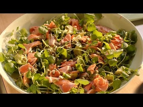 Salmon, avocado, watercress and pumpkin seed salad recipe - Simply Nigella: Episode 5 - BBC
