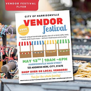 Community Vendor Event Flyer, Local Market Festival Poster, Editable Vendor Fair Template, Craft Fair Flyer, Farmers Market Flyer Printable - Etsy