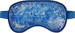 Thrive Gel Bead Eye Mask - Heat & Cold Therapy for Migraine Relief, Cold Compress for Facial Puffiness & Dark Circles, Reusable Sleep Mask for Eye Care, Azure