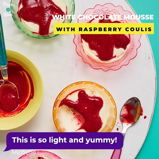 WHITE CHOCOLATE MOUSSE WITH RASPBERRY COULIS 😍 A rich, creamy dessert 🍫 FULL RECIPE 👉👉 https://pinchofnom.com/recipes/white-chocolate-mousse-with-raspberry-coulis/ Our NEW Family Meal Food Planner is OUT NOW! 🥳 Get your copy here 👉 https://amzn.to/3uz7Zs5 | Pinch of Nom