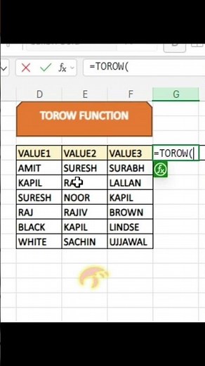 TOROW FUNCTION IN EXCEL #excel #spreadsheetmagic #microsoftoffice #microsoftoffice #dataextractor