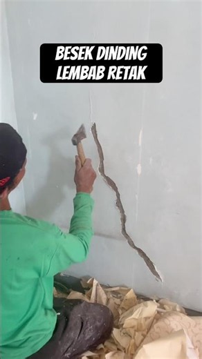 Perbaiki retakan dinding lembab #konstruksi #pertukangan #shorts #diy #craft