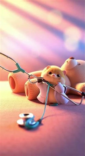 Baby Hamster Plays Doctor with a Teddy Bear!