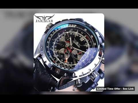 JARAGAR 212 Elegant Automatic Mechanical Watches for Man Hollowing Dial Chronograph Luminous Multifu