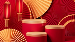 Chinese traditional background, Chinese style background and empty stage, e-commerce background, 3d rendering.