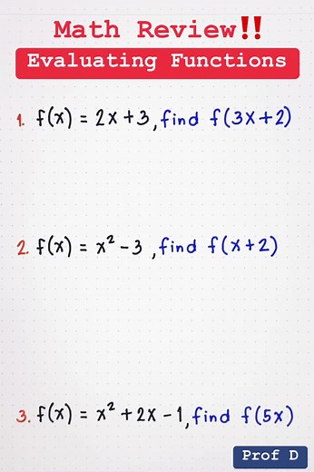 Math Review: How to Evaluate Functions ‼️ | Prof D