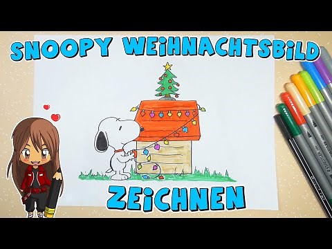 Snoopy Weihnachtsbild einfach malen für Kinder | ab 8 Jahren | Malen mit Evi | deutsch