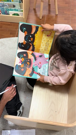 Reading time with her favorite BT 🥰 #newjersey #fyp #aba #abatherapy #bcba