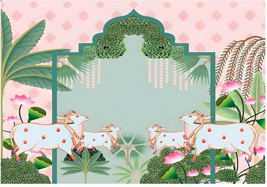 Pichwai Cow Backdrop: Indian Pooja Decor-lotus Design-indian Traditional Pooja Backdrop-sankranthi Decor-bommala Koluvu-navaratri Decor - Etsy