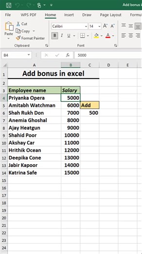 63K views · 464 reactions | Add bonus in excel  #exceltutorial #exceltips #exceltricks #spreadsheets | Time to Office | Facebook