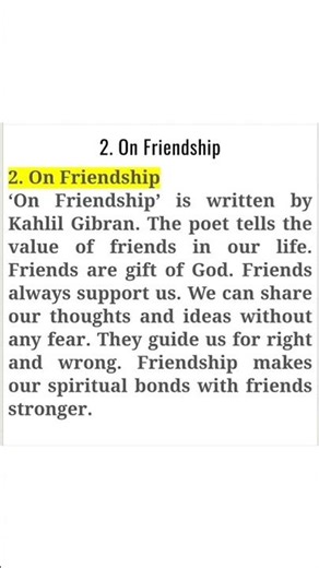 class 12 pseb english poem 2 on friendship central idea with explanation