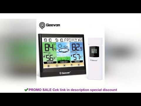 Geevon Weather Station Wireless Indoor Outdoor Thermometer Hygrometer Touch LCD Display with Alarm C