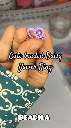 Easy beaded flower ring / خاتم خرز على شكل زهرة 🌸