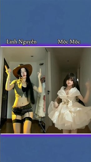 Linh Nguyen vs. Moc Moc: Hand-swipe outfit change trend #trending #viralvideo #dance #music