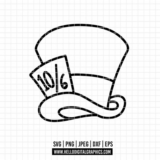 3247 - Mad Hatter SVG, EPS, PNG - the Mad Hatter's Hat Clipart Vector. Mad Hatter Outline. Disneyy Alicee in Wonderland Characters Linear. - Etsy