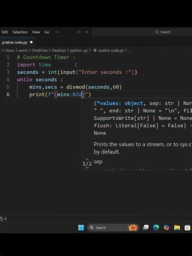Build Countdown Timer in Python #shorts #python