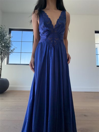 Vintage Olga Nightgown Navy Size Large - Etsy UK