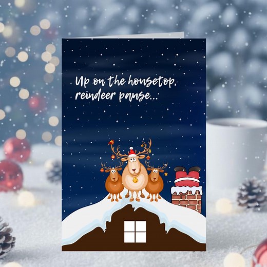 FUNNY Christmas Card Set of 10, 30 or 50 - Santa and Reindeer Xmas Cards Comical Holiday Greetingcard Holidaycards Xmascard Christmascard - Etsy