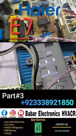 Haier Dc inverter spilt Air conditioner E7 error solve By Babar Electronics HVACR #Haier #DcInverter #SplitAirConditioner #E7Error #ErrorSolve #BabarElectronics #HVACR #AirConditioning #HomeCooling #CoolingSolutions #TechTips #EnergyEfficiency #AirConMaintenance #SmartAC #RepairAndMaintenance #HomeAppliances #HVAC #HaierAC #CoolingTech #InverterTechnology | Babar Electronics HVACR