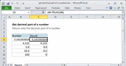 Get decimal part of a number