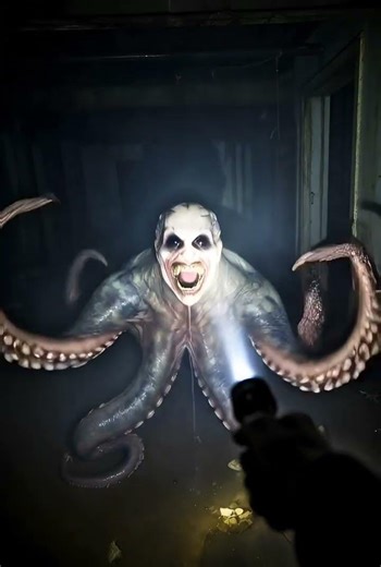 Scary Octopus Monster Emerges from the Dark: Ultimate Horror #monster #horror #scary #fear