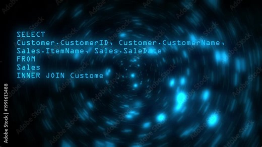 Computer database code on blue light background