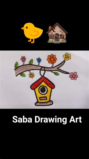 How to draw Bird house🐤🏚️#shorts#shortsfeed