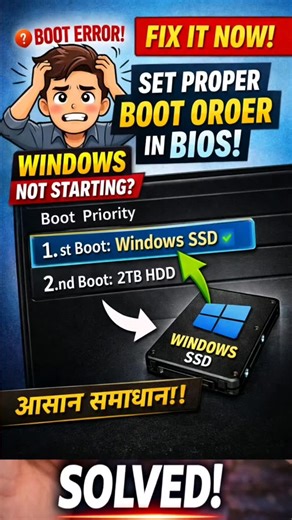 pandit Computers on Instagram: "Windows Boot Error Fix in 1 Minute 😱 | BIOS Setting#windows#booterror#bootproblem#bios#biossettings"