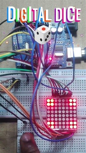 Arduino 8×8 LED Matrix Digital Dice 🎲#Arduino #LEDMatrix #DiceProject #ElectronicsProject #shorts