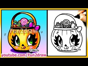 Cute Candy Bucket - How to Draw Halloween Easy Stuff Pictures - Pumpkin Best Fun2draw Drawings