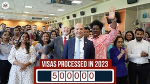 Mission India has now processed HALF A MILLION visas, halfway to our "Mission to 1 Million" goal. Join us on our Mission to a Million! | U.S. Embassy India