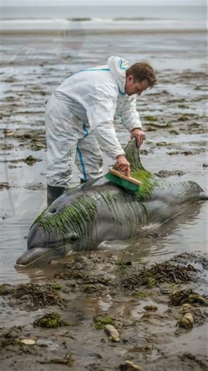 saving stranded dolphin stuck in motobike frame